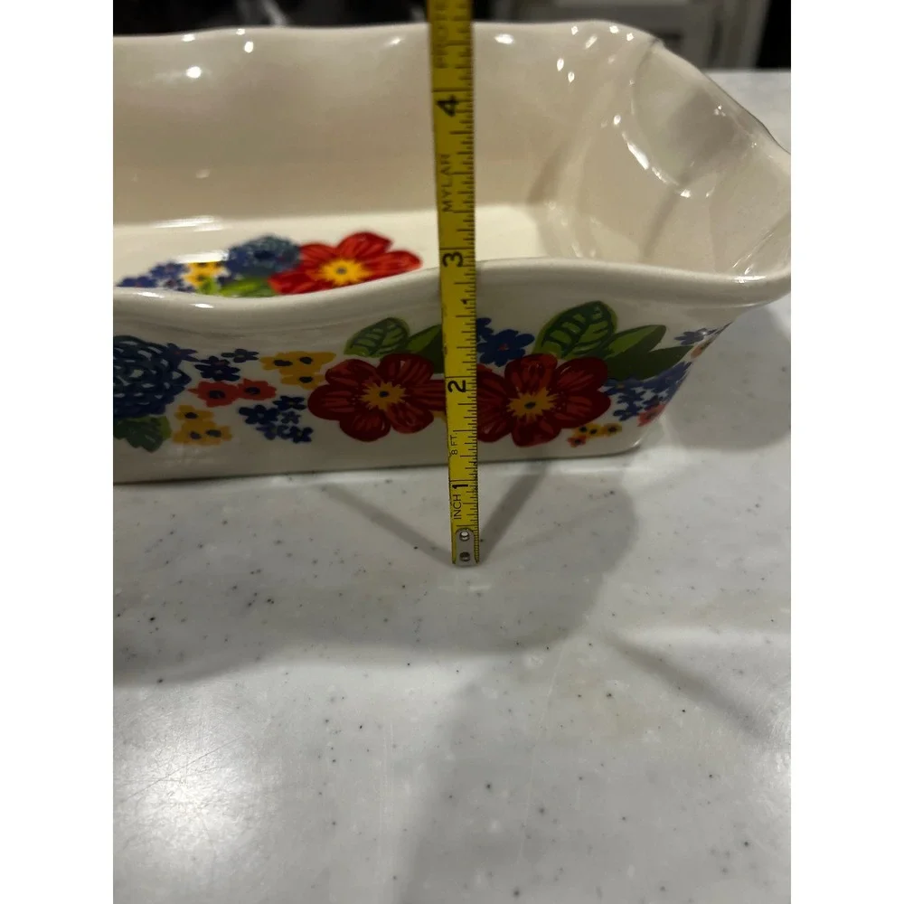 Pioneer Woman Breezy Blossom Rectangular Baker Stoneware Floral Baking Dish 12x8